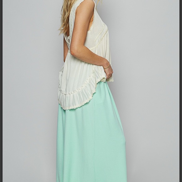 POL Thermal Pleat Stretch Peach Wide-Leg Pants Large - Picture 7 of 7